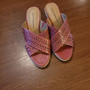 Lucky Brand Pink Wedge Sandals